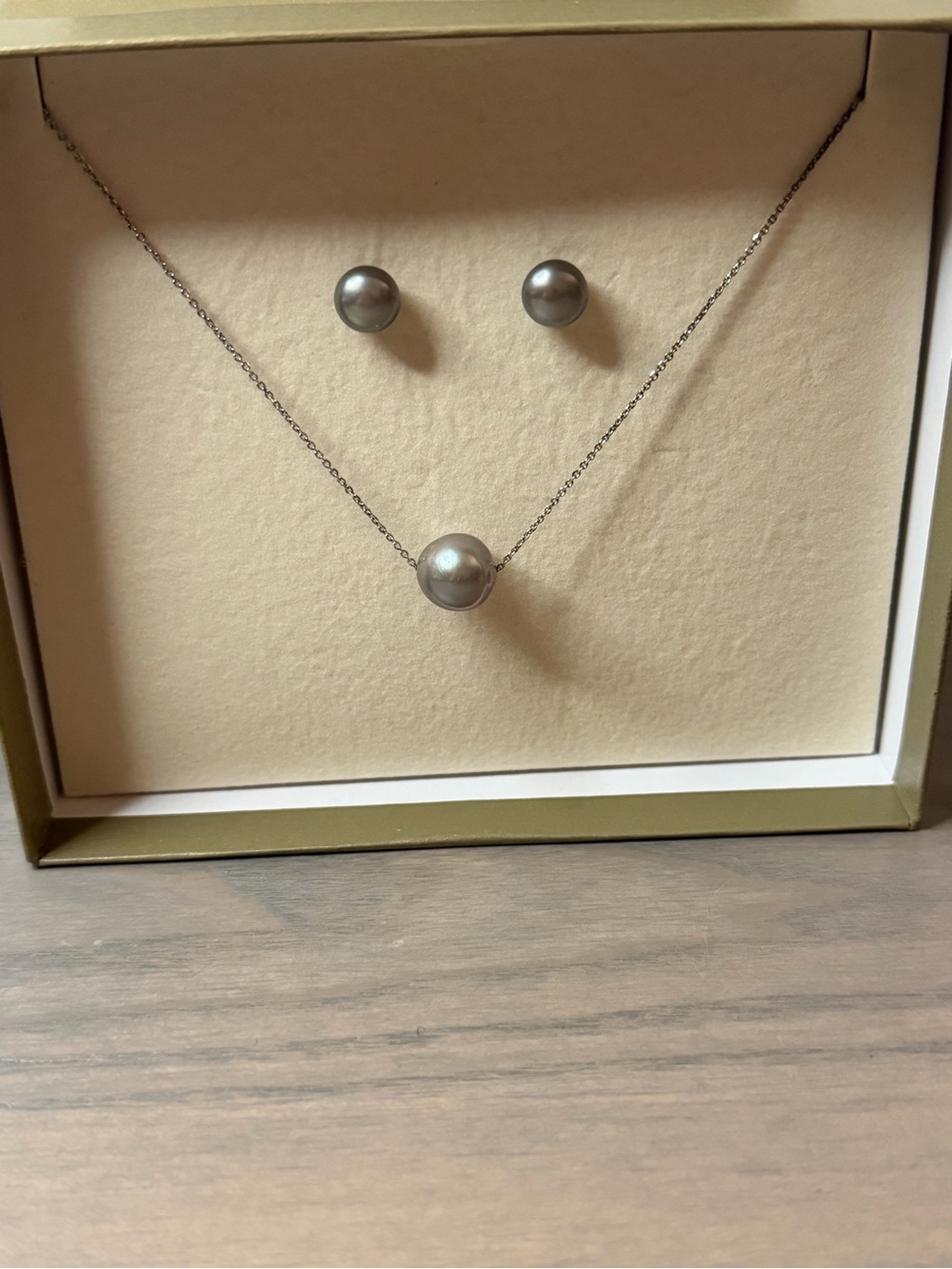 Honora Sterling Silver Gray Pearl Solitaire Necklace & Stud Earrings Set